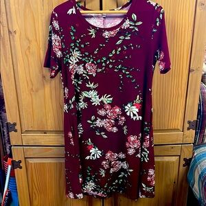 Floral Midi Dress - Burgundy